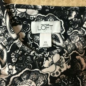 Ann Taylor Loft Black White Paisley XS EUC